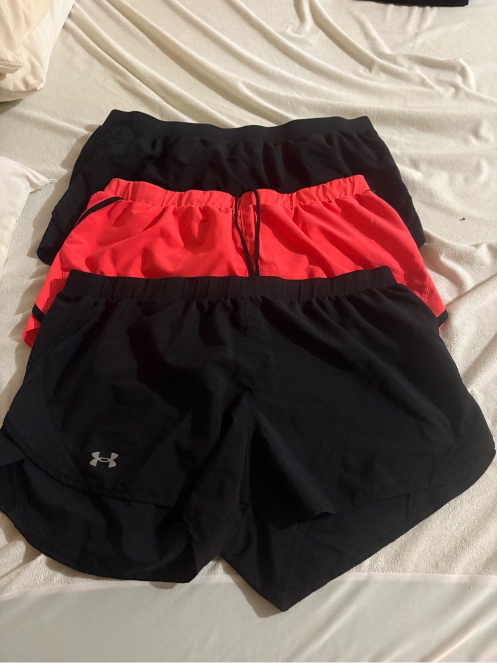 Under Armour Women’s Black & Coral Athletic Shorts Duo